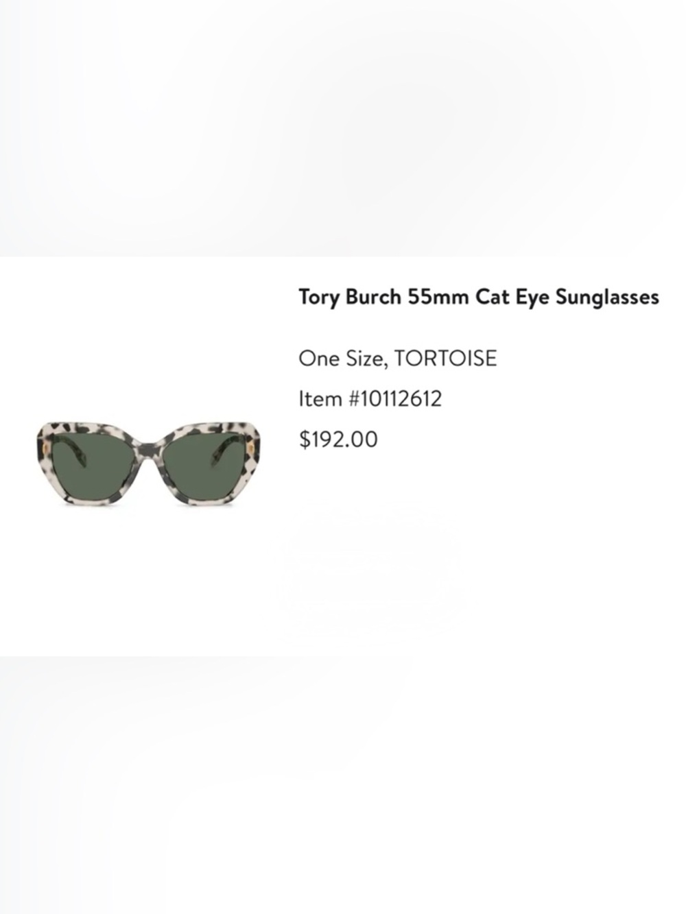 Tory Burch Tortoise Cat Eye Sunglasses with Green Lenses